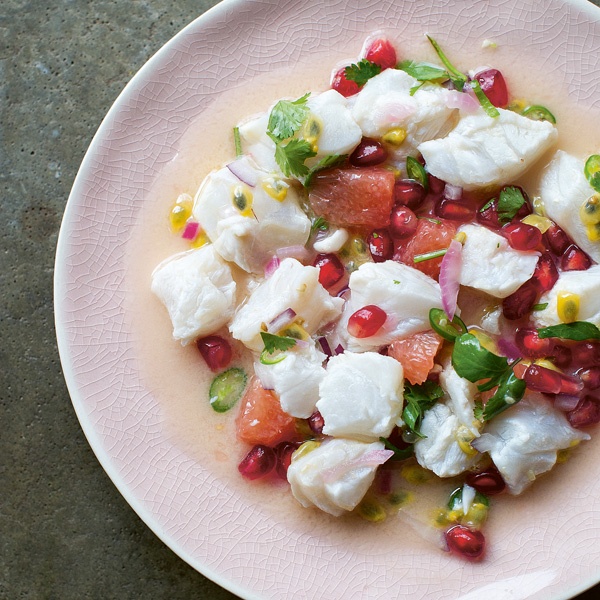 Image of Mark Diacono's Passion Fruit, Grapefruit and Pomegranate Ceviche