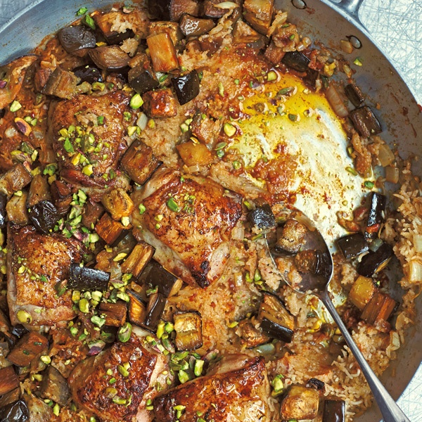 Image of Diana Henry's Moroccan-Spiced Chicken with Dates and Aubergines