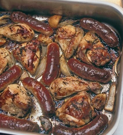 One Pan Sage and Onion Chicken and Sausage