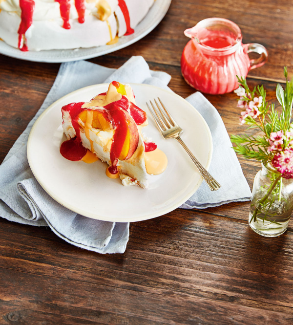 Image of Nigella's Peach Melba Pavlova